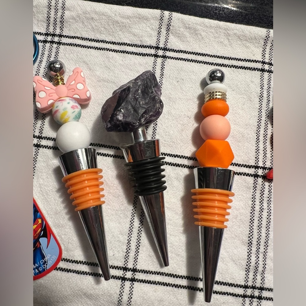 Handmade beaded wine stoppers. Free shipping with multiple purchases